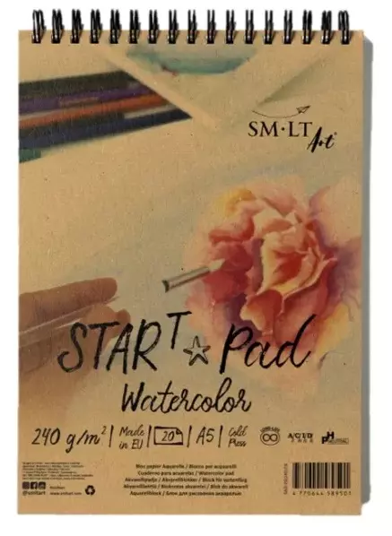 Akvarelltömb - SMLT START PAD spirálos Watercolor 240gr, 20 lapos A5 spirálos