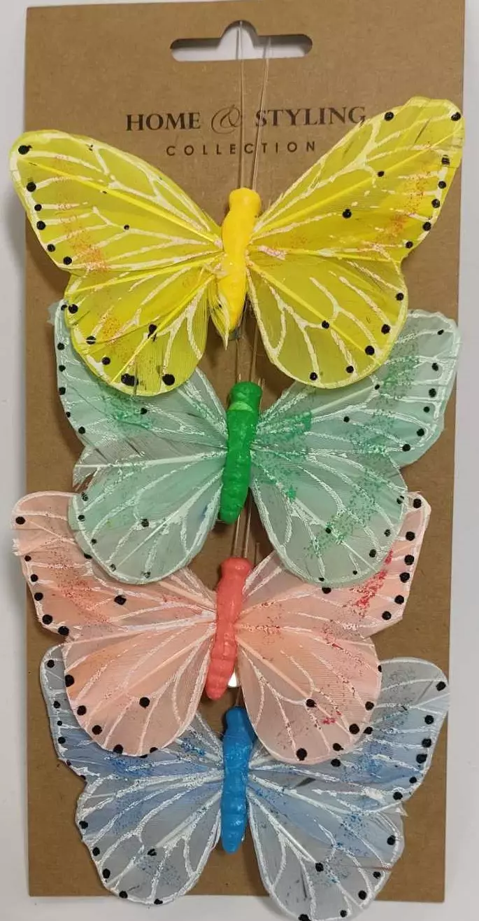 Pillangó csipeszes 4 db/cs vegyes színek 9,5x6cm