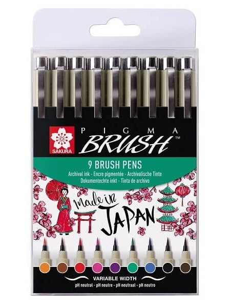Ecsetfilc készlet, brs, Pigma Brush 9db