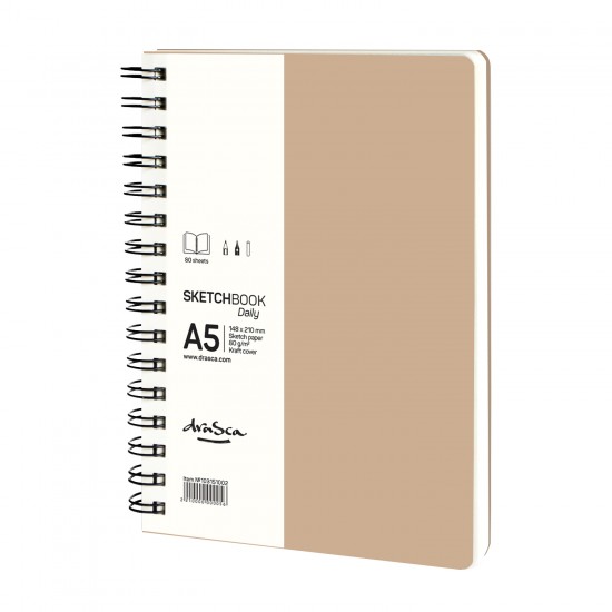 sketchbook Daily wirebound 80 g 80 sh, A5 kraft cover portrait