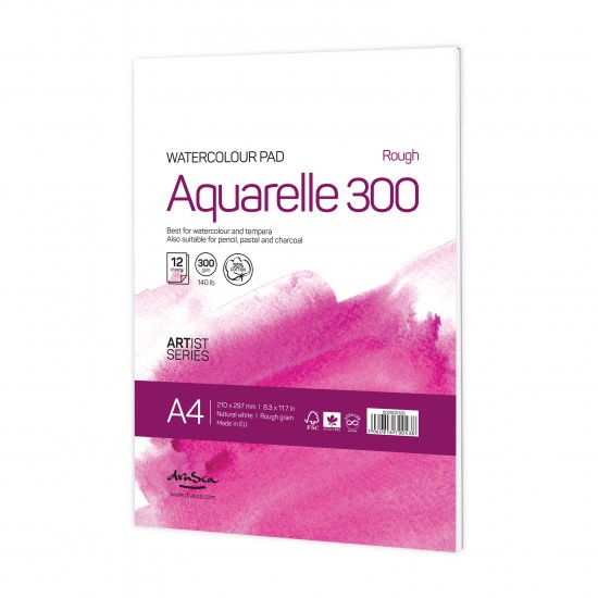 Watercolour pad glued Aquarelle Rough 240g 20% EW, 15sh, A4