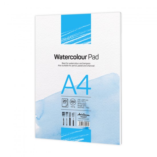 Drasca Watercolour pad glued 250g, 20 sheets, А4