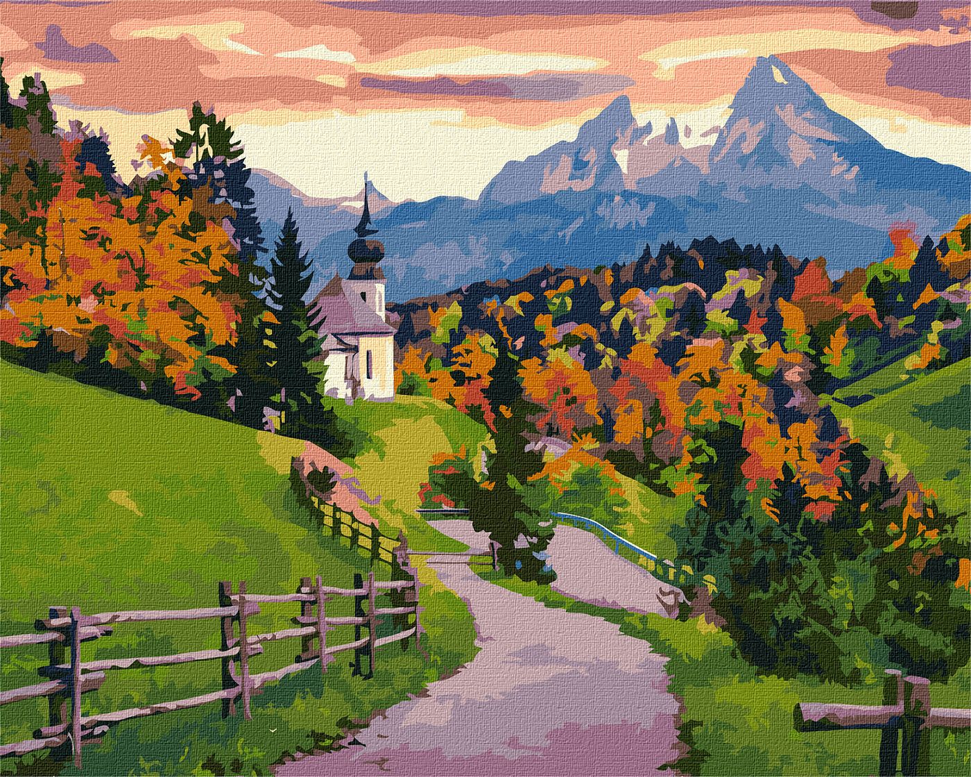 Számozott kifestő 40x50 cm, Hegyvidéki falu