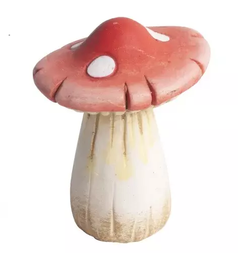 Kerámia gomba piros-fehér kalapos 4x6cm