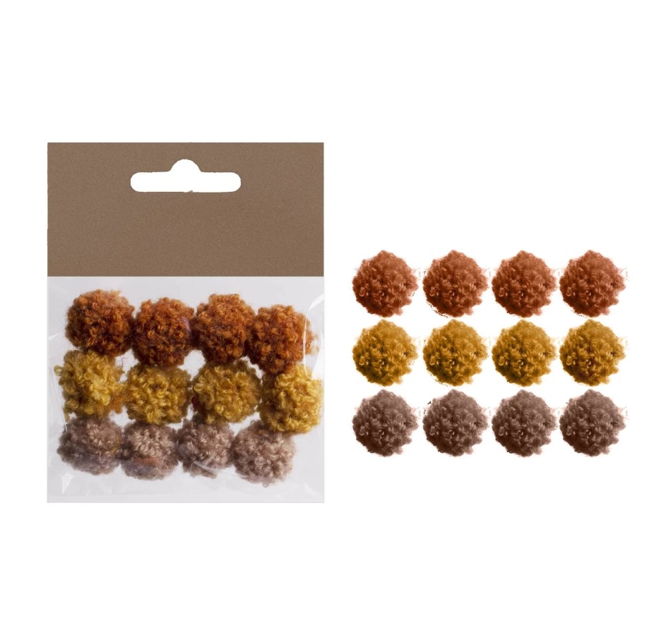 Pompon bolyhos 15mm, 12db/cs BARNA ÁRNYALATOK