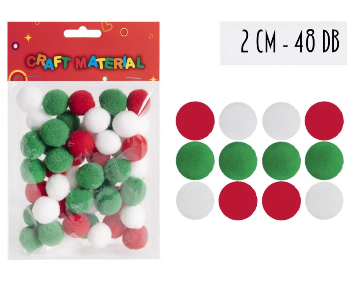 Pompon 20mm, 48db/cs PIROS/FEHÉR/ZÖLD