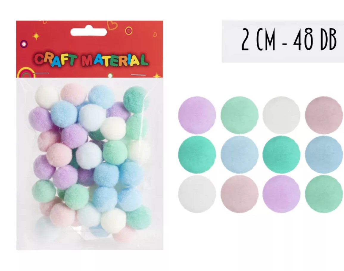 Pompon 20mm, 48db/cs PASZTELL SZÍNEK
