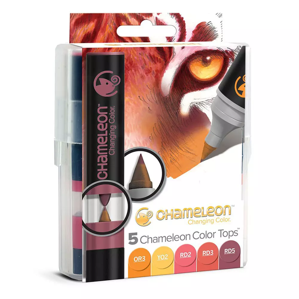 Chameleon Color Tops színkeverő kupak, 5 db – meleg árnyalatok