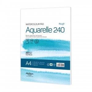 Watercolour pad glued Aqurelle Rough 240g 20% EW, 15sh, A4