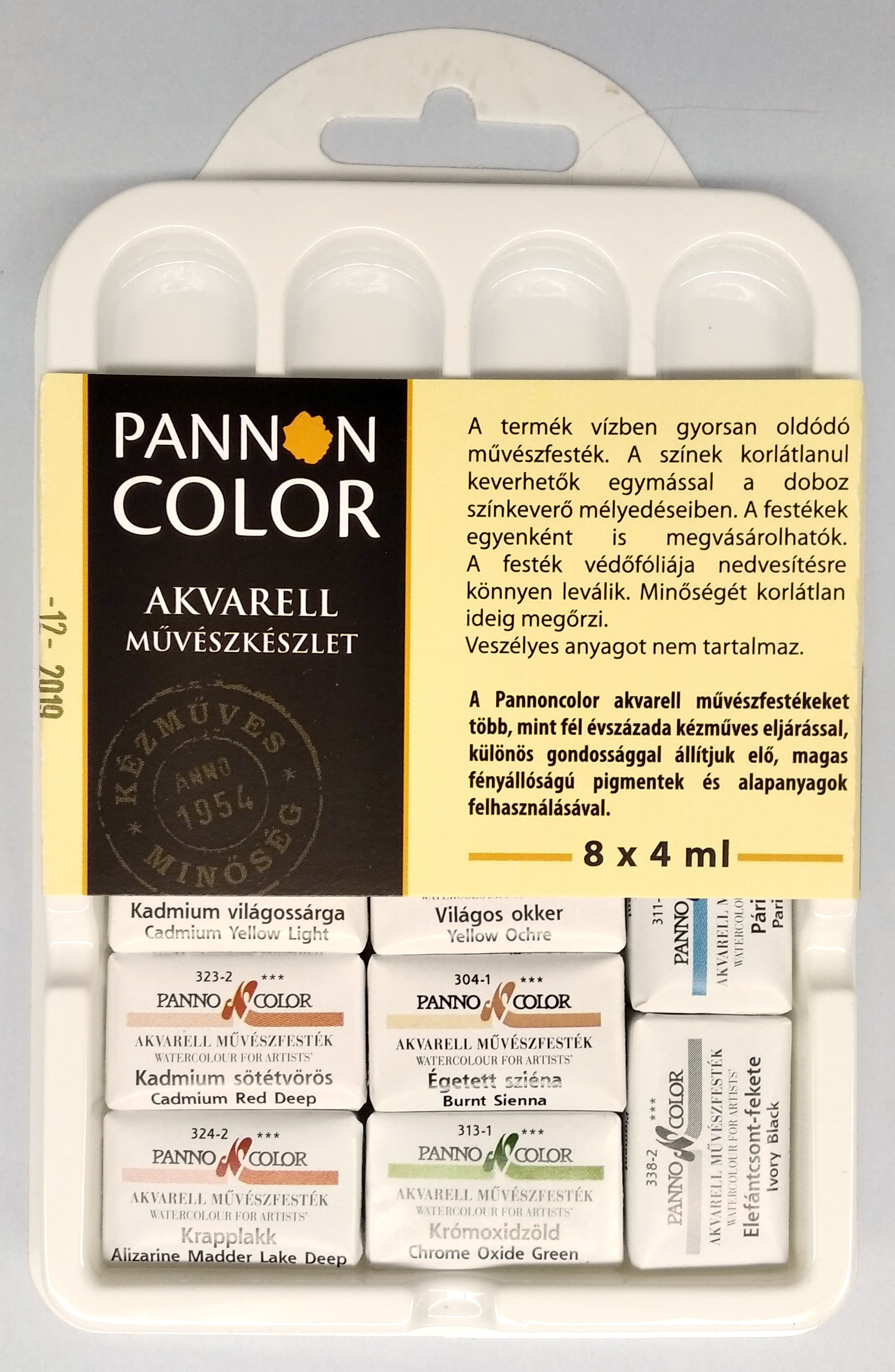 PANNONCOLOR AKVARELL MŰVÉSZ készlet  8x4ml szilke műanyag dobozban