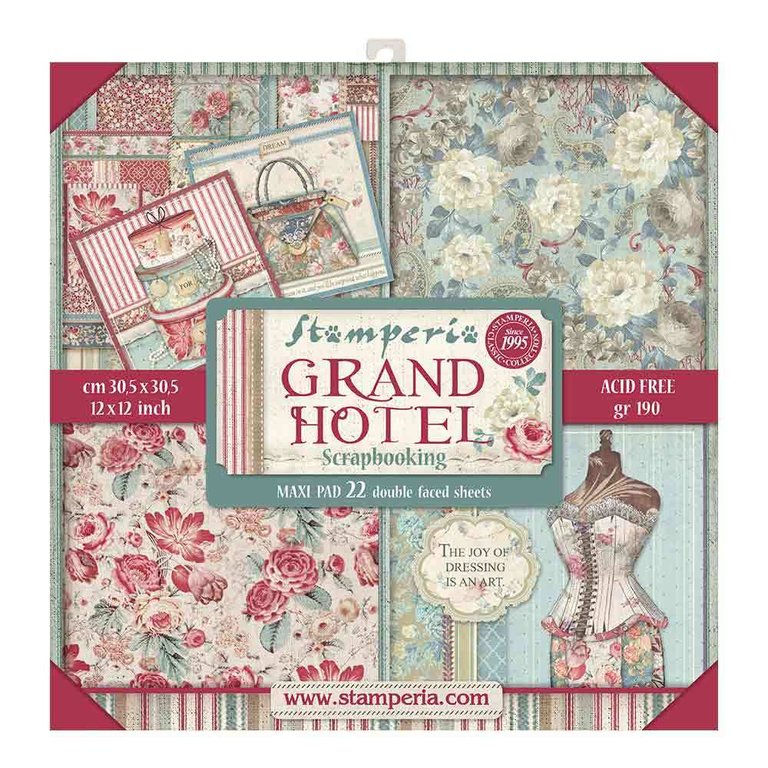 Kétoldalas papír, 30,5 x 30,5 cm 22 db/ csomag - Grand Hotel